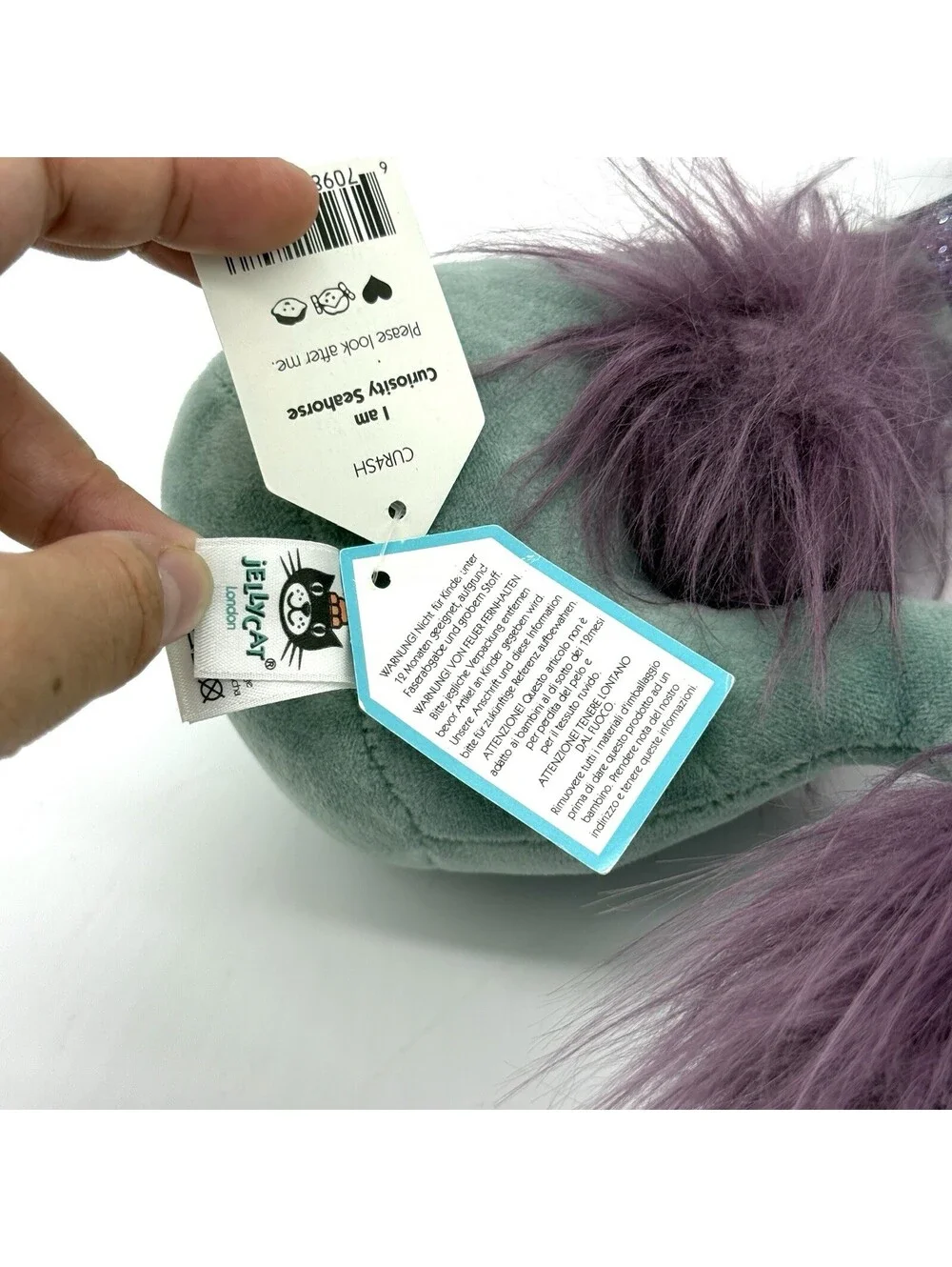 Jellycat Curiosity Seahorse Soft Toy Teal Purple Plush Stuffed Animal With Tag